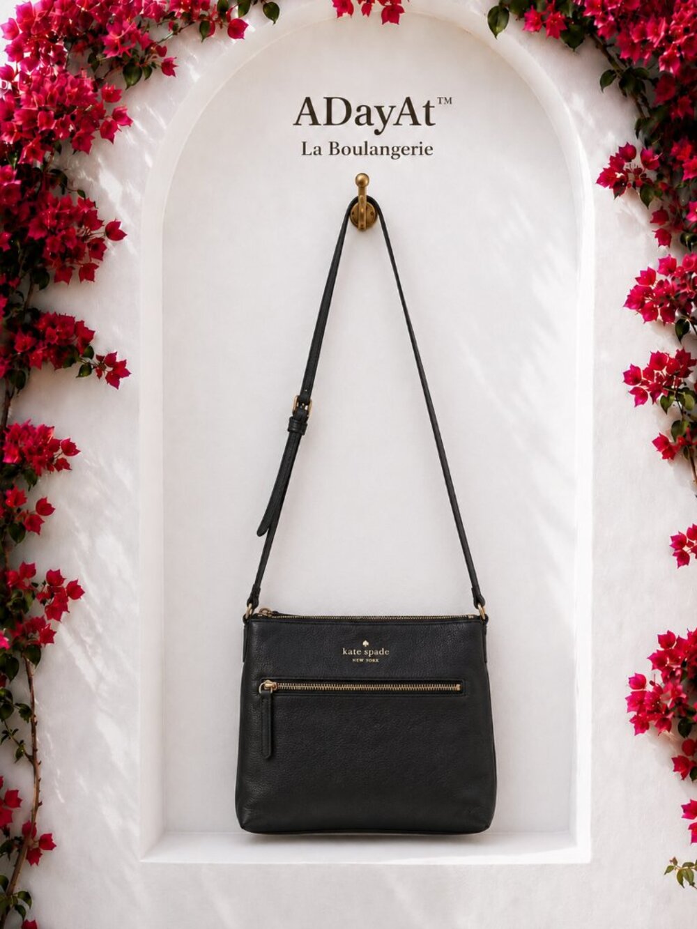 Kate Spade New York Black Leather Crossbody Bag Everyday Minimalist Quiet Luxury
